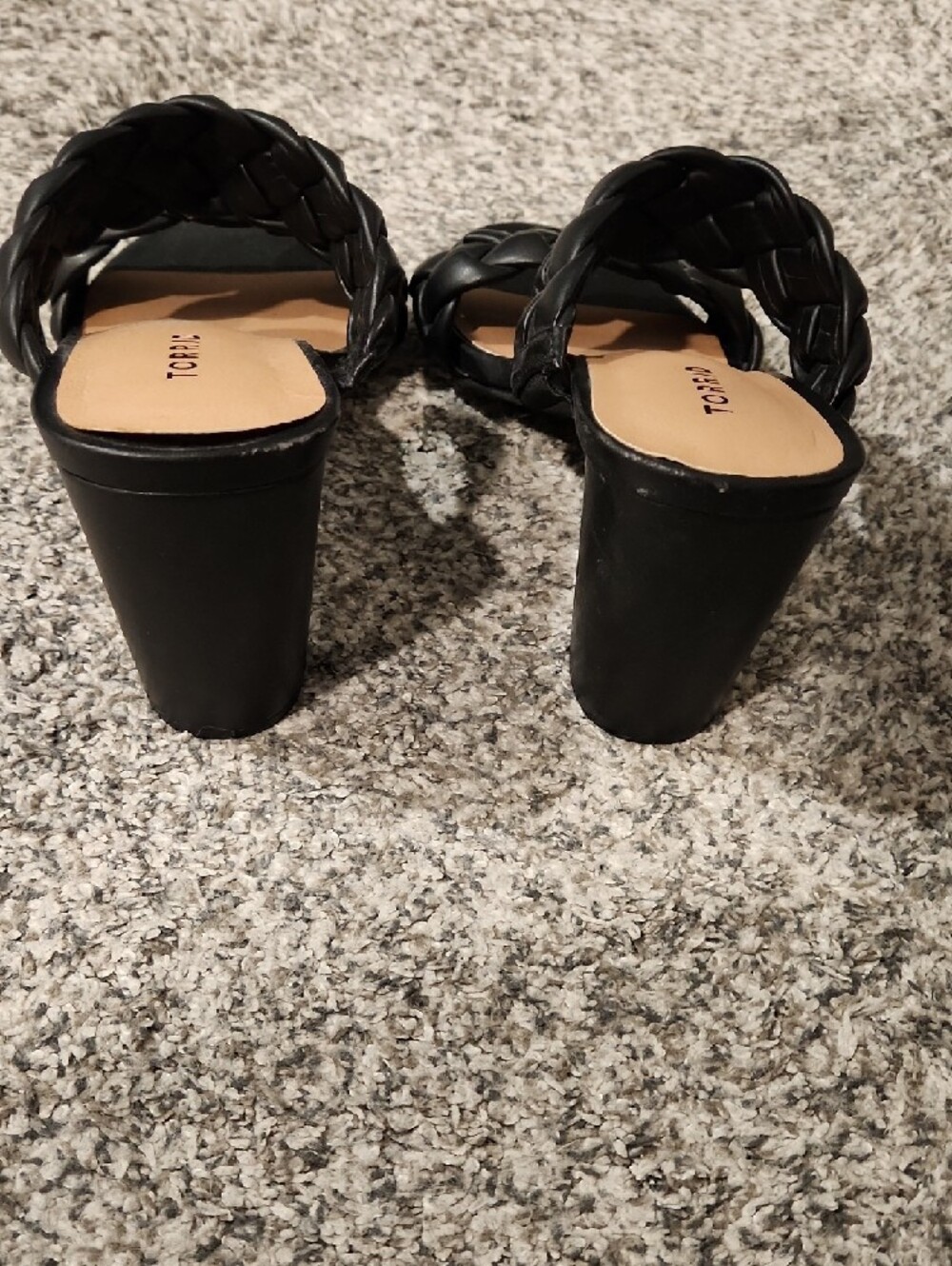 Torrid Black Braided Block Heel Sandals 9.5WW - Picture 2 of 3